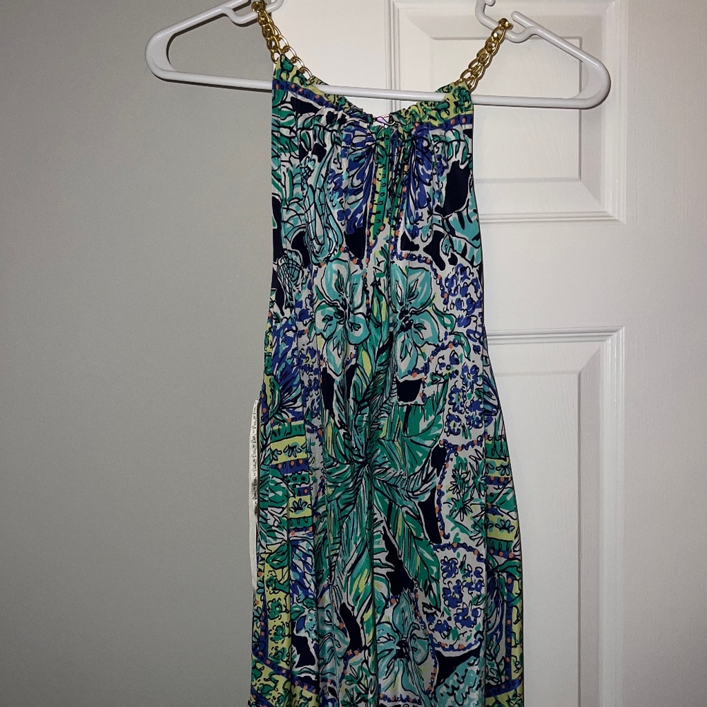 Lilly Pulitzer silk top with chain neck